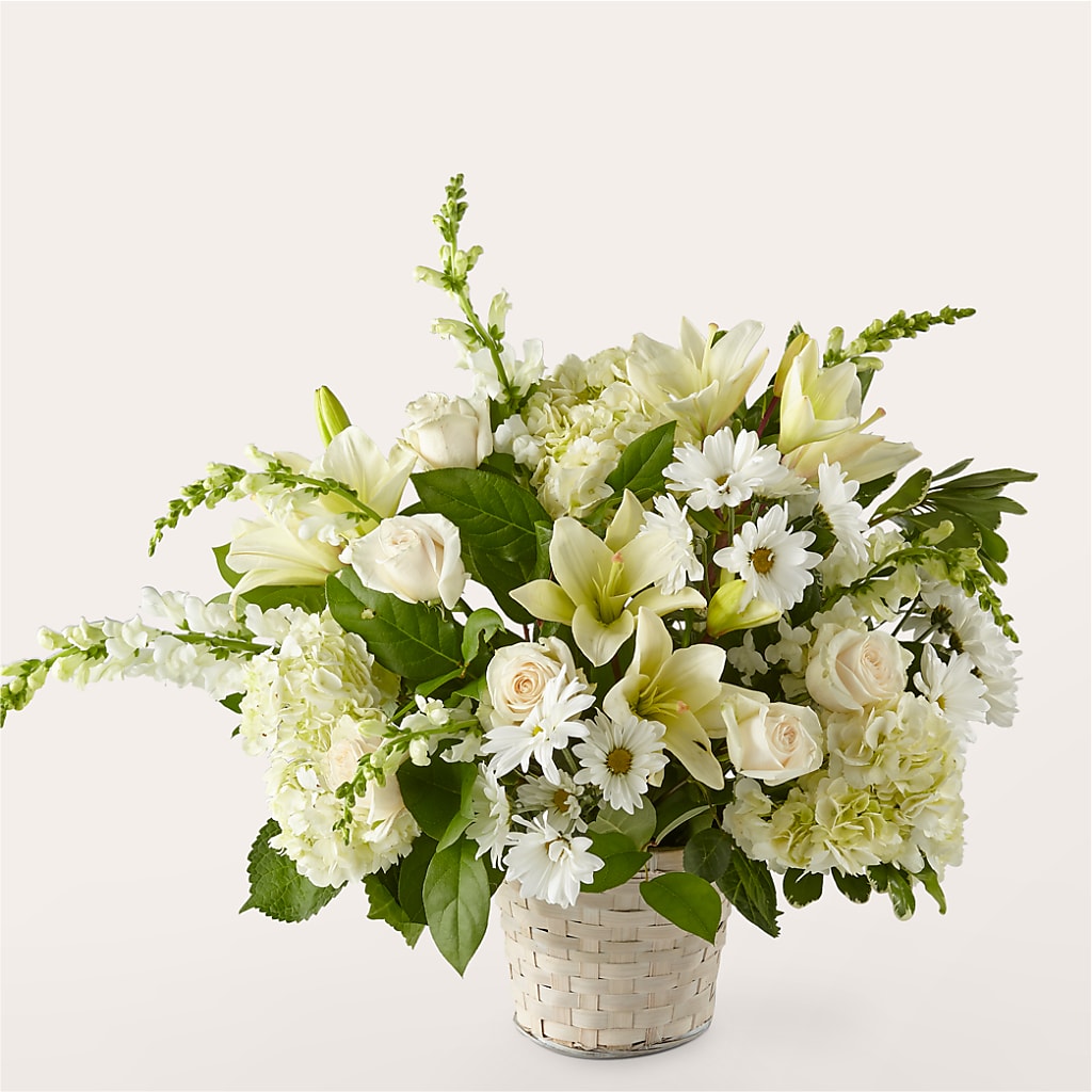 Ivory Elegance Floral Basket – Edith Vl, Minneapolis MN