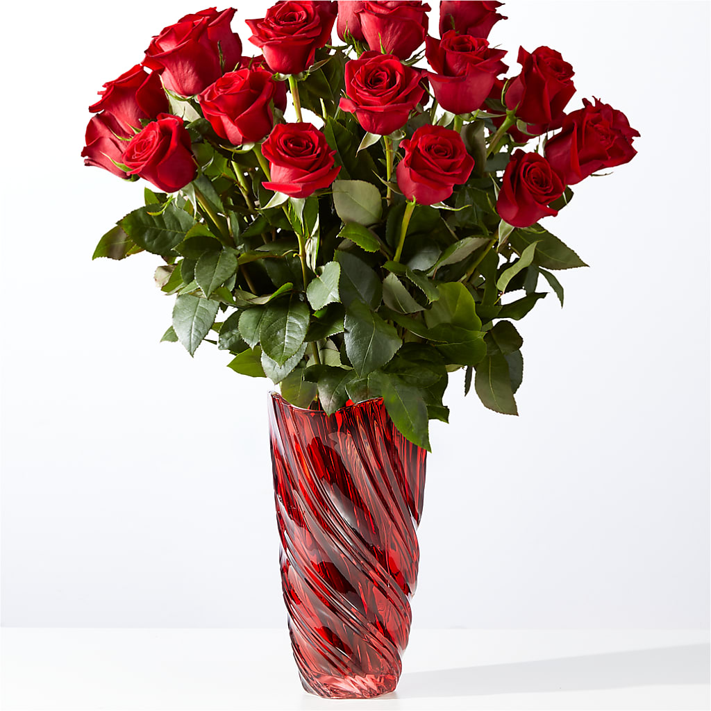 Classic Love Red Rose Bouquet with Luxe Swirl Vase – Edith Vl, Minneapolis MN