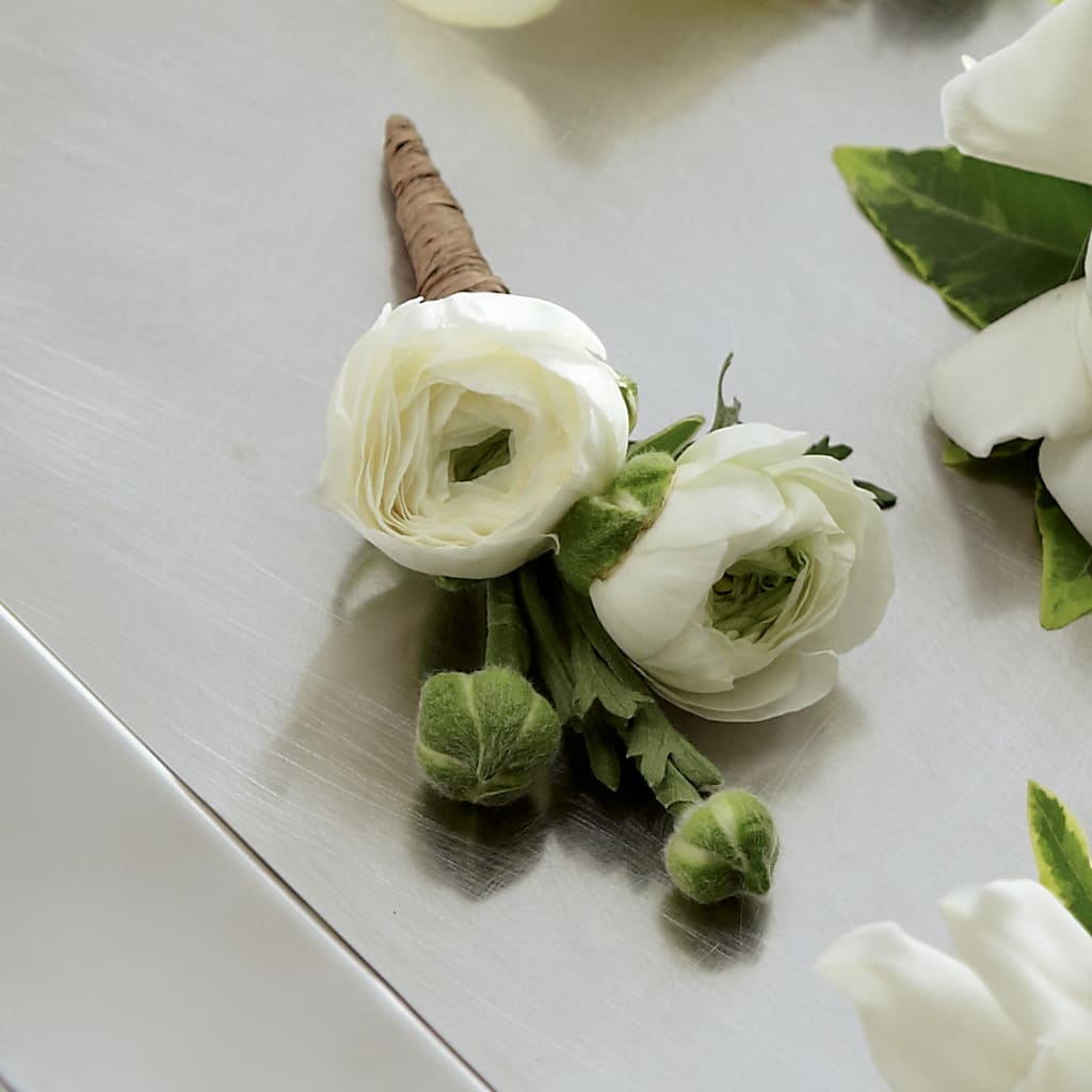 White Ranunculus Boutonniere – Edith Vl, Minneapolis MN